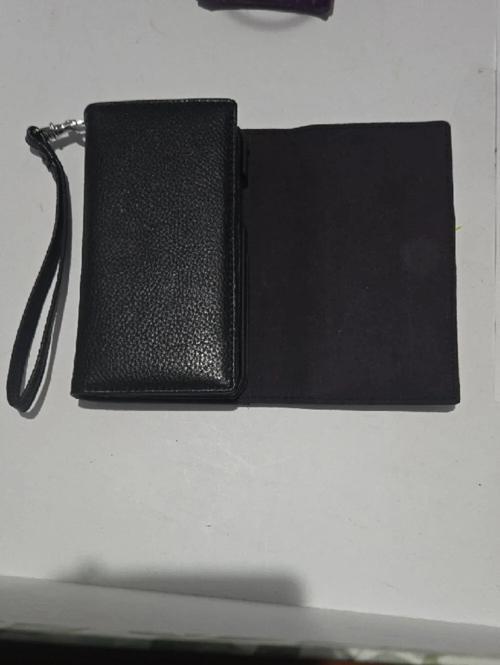 Rebecca Minkoff Black Leather Wristlet with Silver Hardware